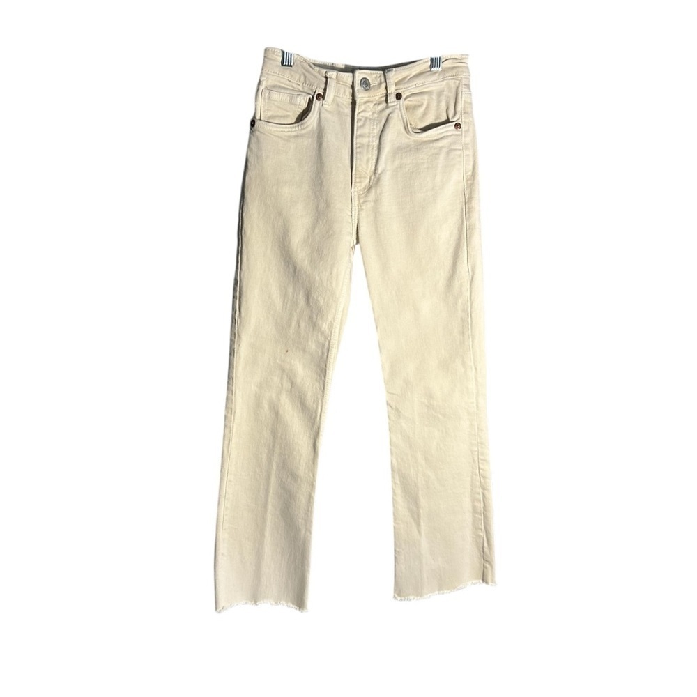 Zara Straight Cropped Raw Hem Jeans Sz 2